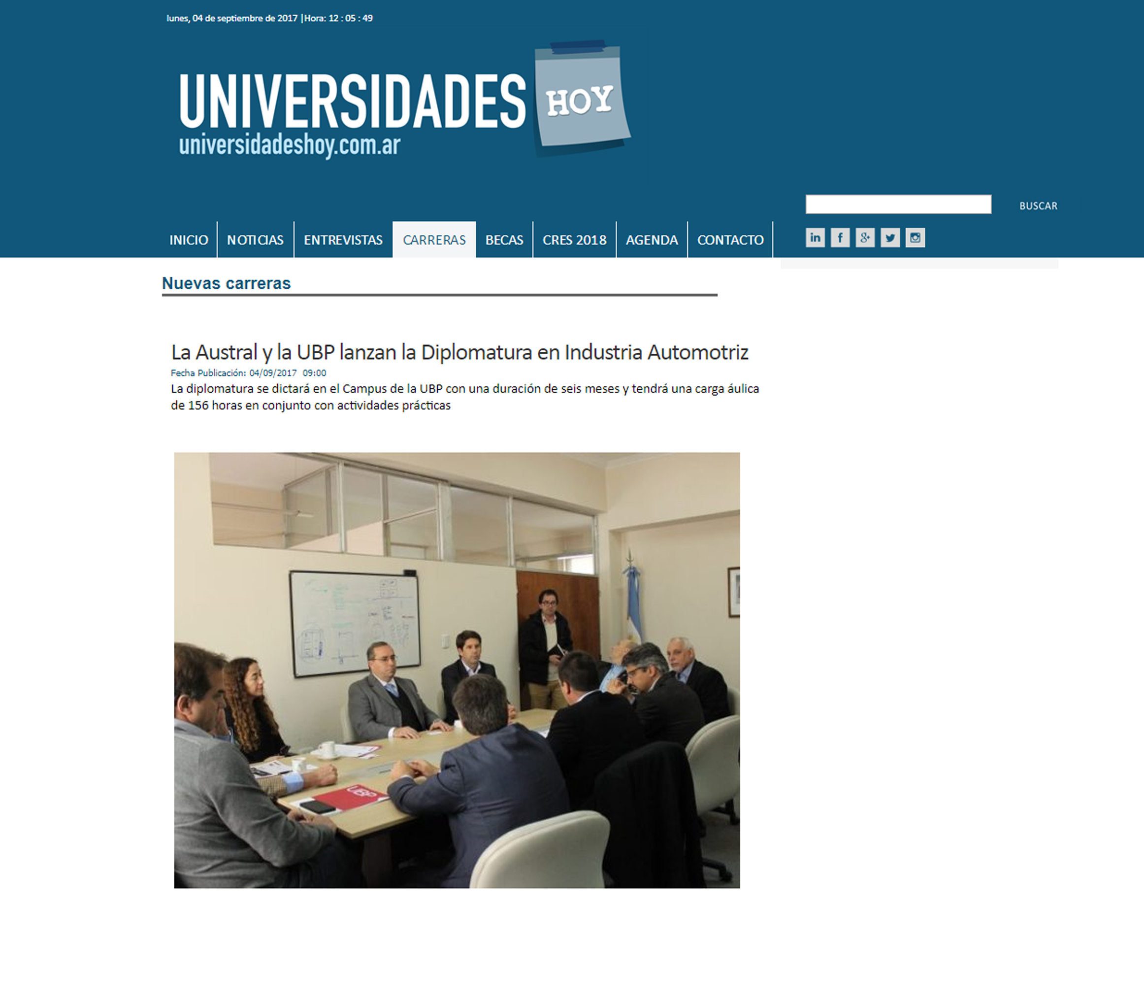 04/09/2017 “La Austral y la UBP lanzan la Diplomatura en Industria Automotriz”