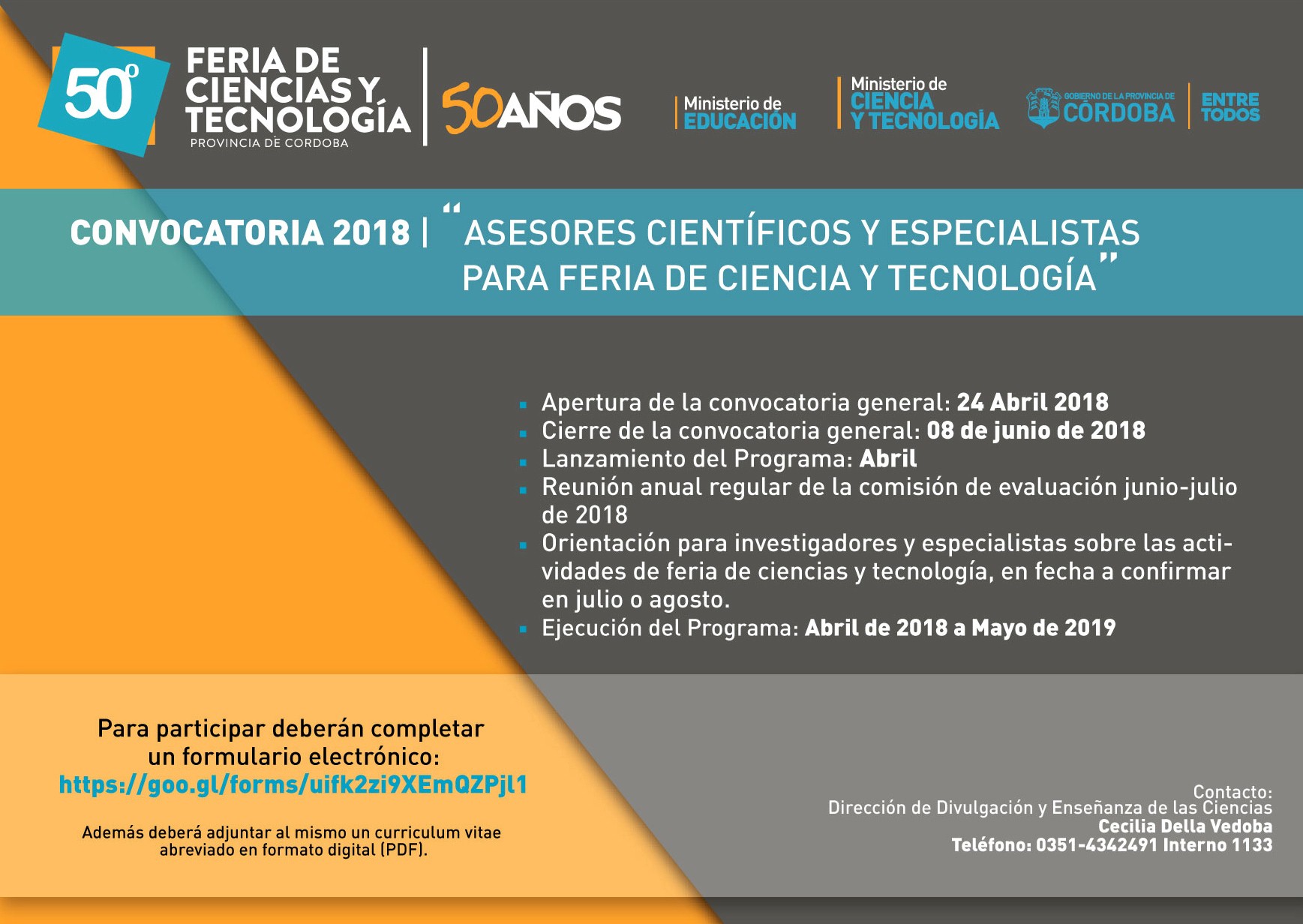 Convocatoria para asesores científicos y especialistas