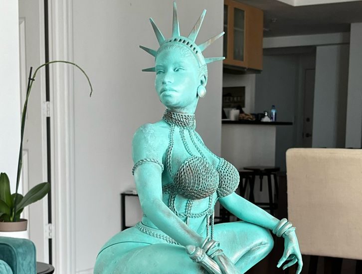 Marcelo Boasso expuso su escultura Lady Liberty en Art Basel Miami